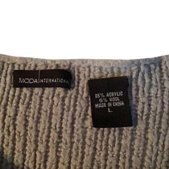 Moda‎ International Women’s Wool Sweater Large Cottagcore Grey Long Sleev… - Picture 3 of 5